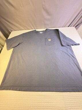 Carhartt Short-Sleeve Pocket Tee in Washed Blue 4X small spot on pocket
